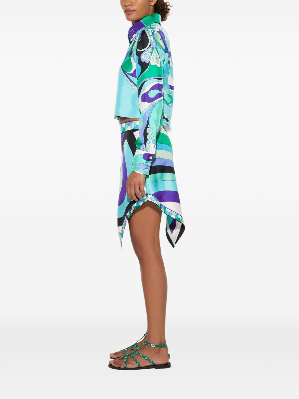 abstract-print asymmetric mini skirt - 2