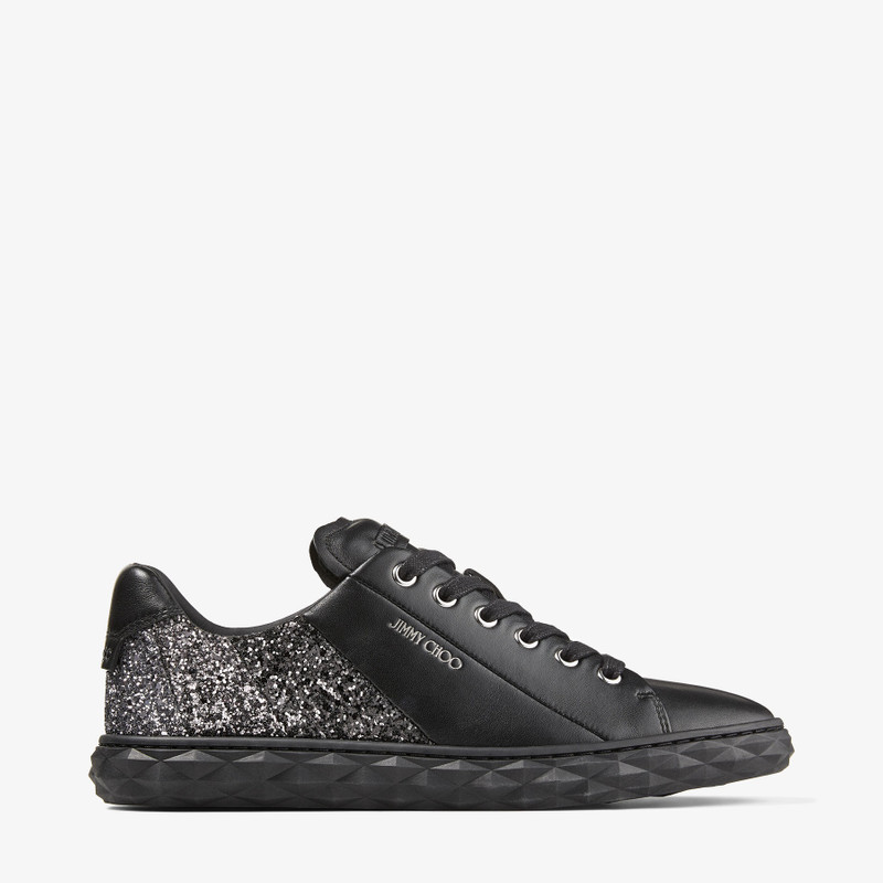 Diamond Light/F
Black Nappa Leather Low-Top Trainers with Glitter Panels 1