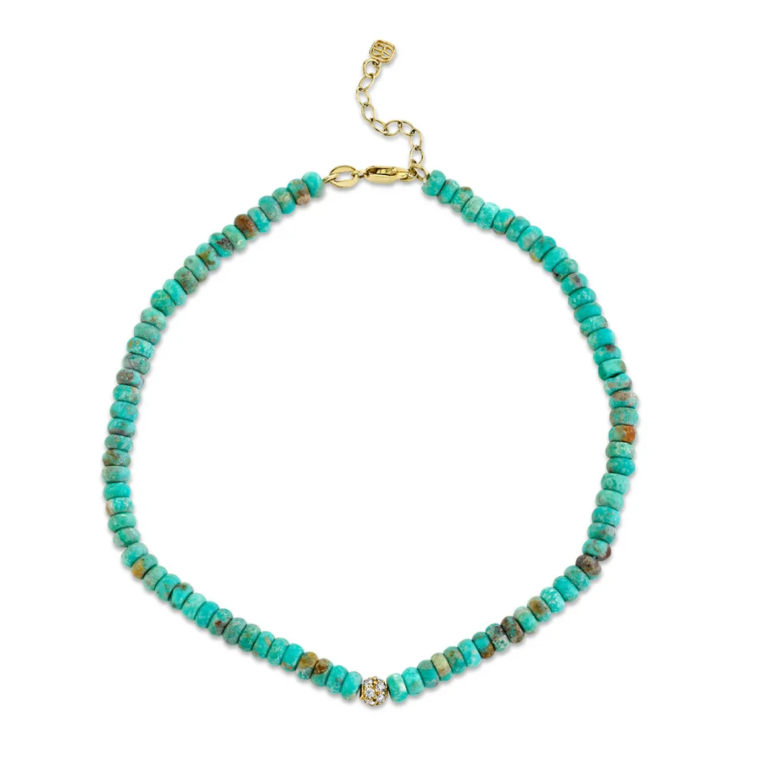 PAVE BALL & TURQUOISE ANKLET - 1