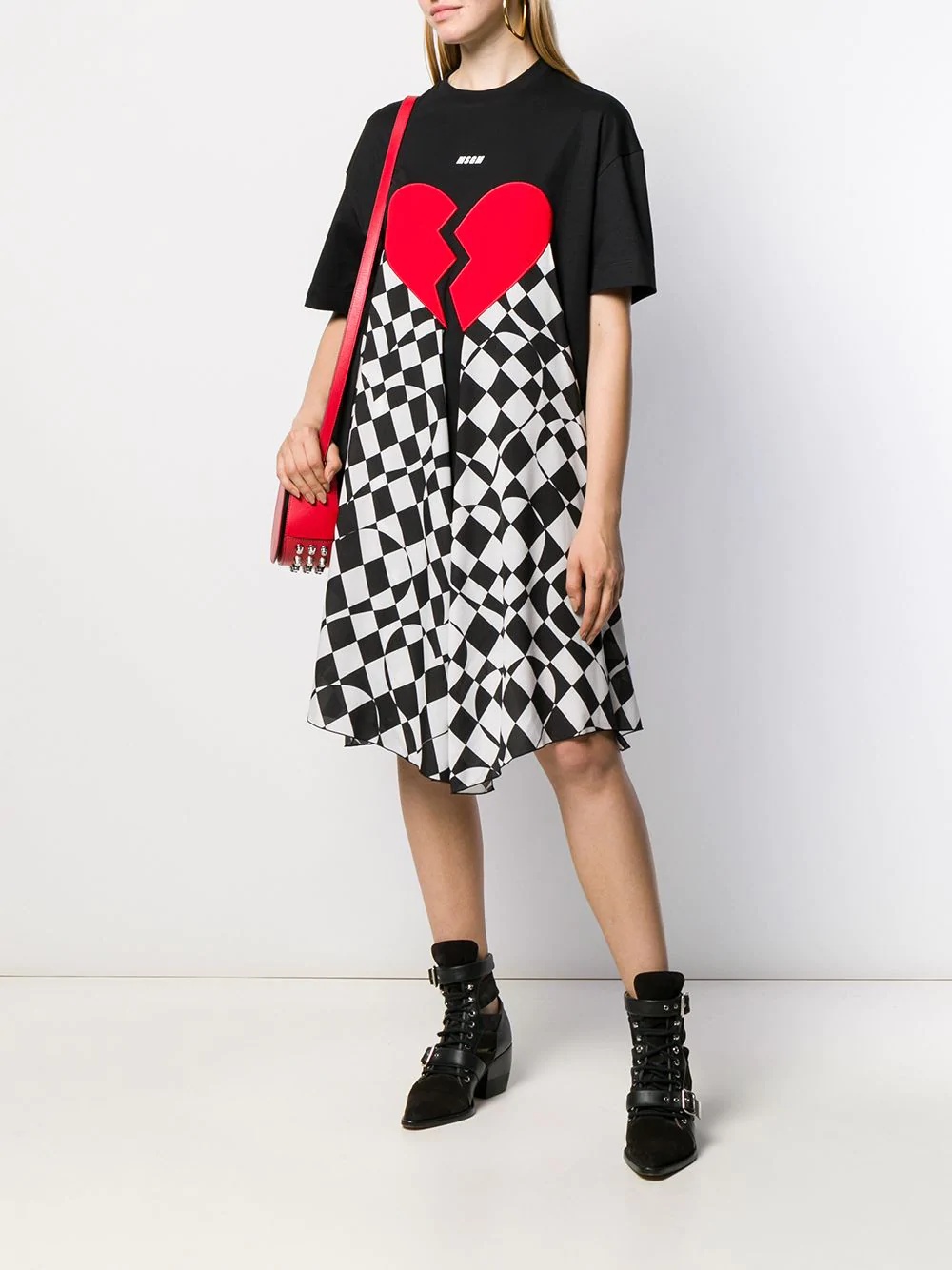 broken heart foulard T-shirt dress - 2