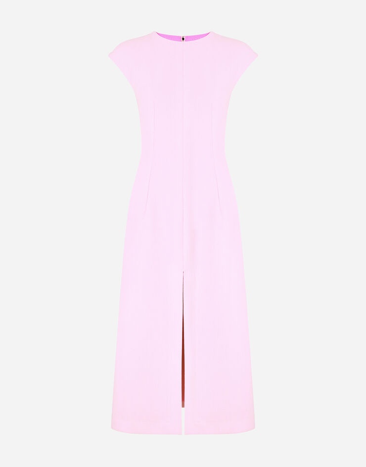 Crepe calf-length dress with slit - 3