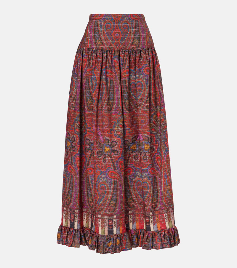 Paisley high-rise cotton maxi skirt 1