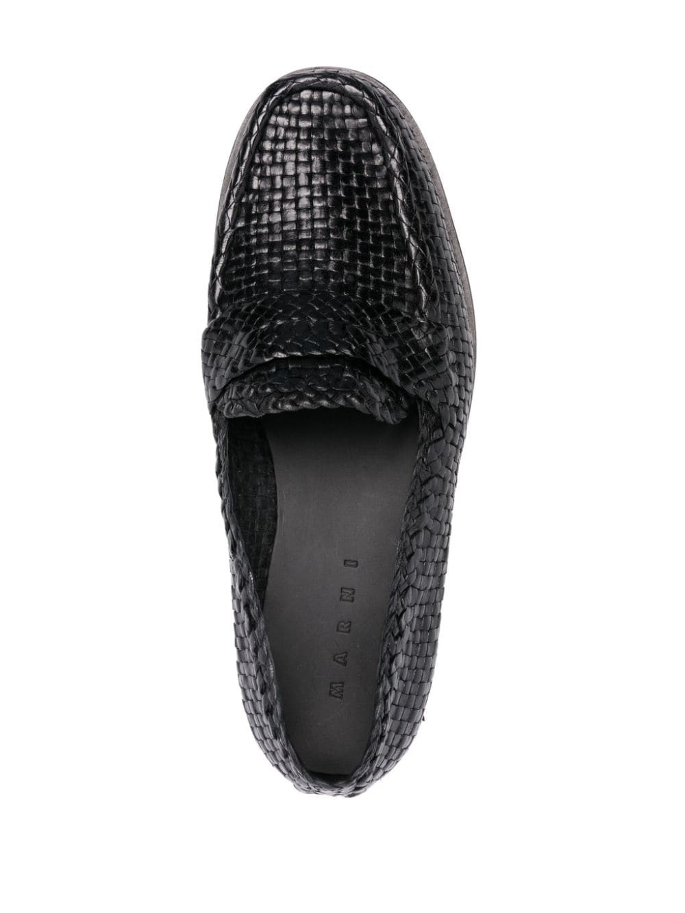 interwoven-design leather loafers - 4