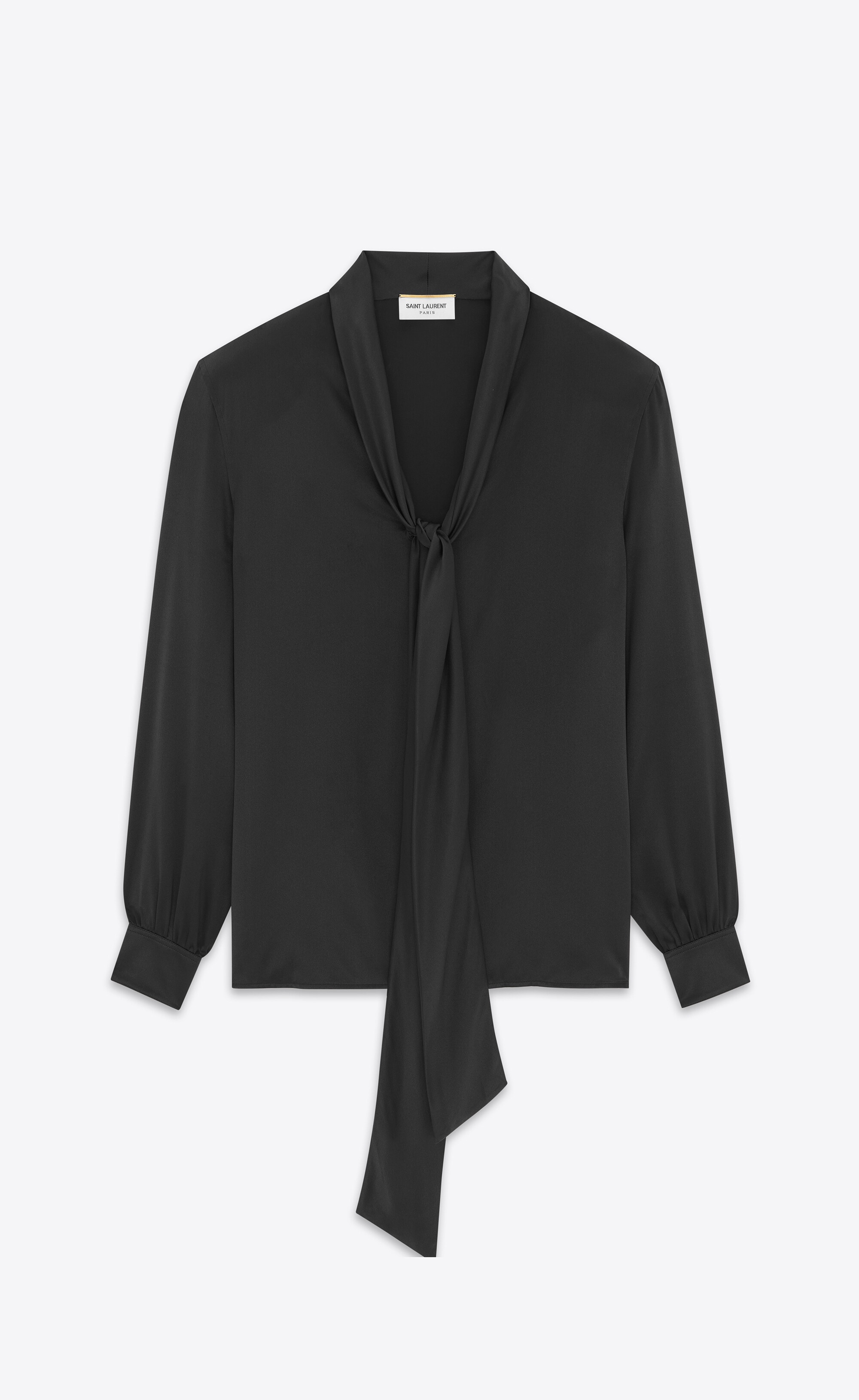 lavallière-neck shirt in silk satin - 3