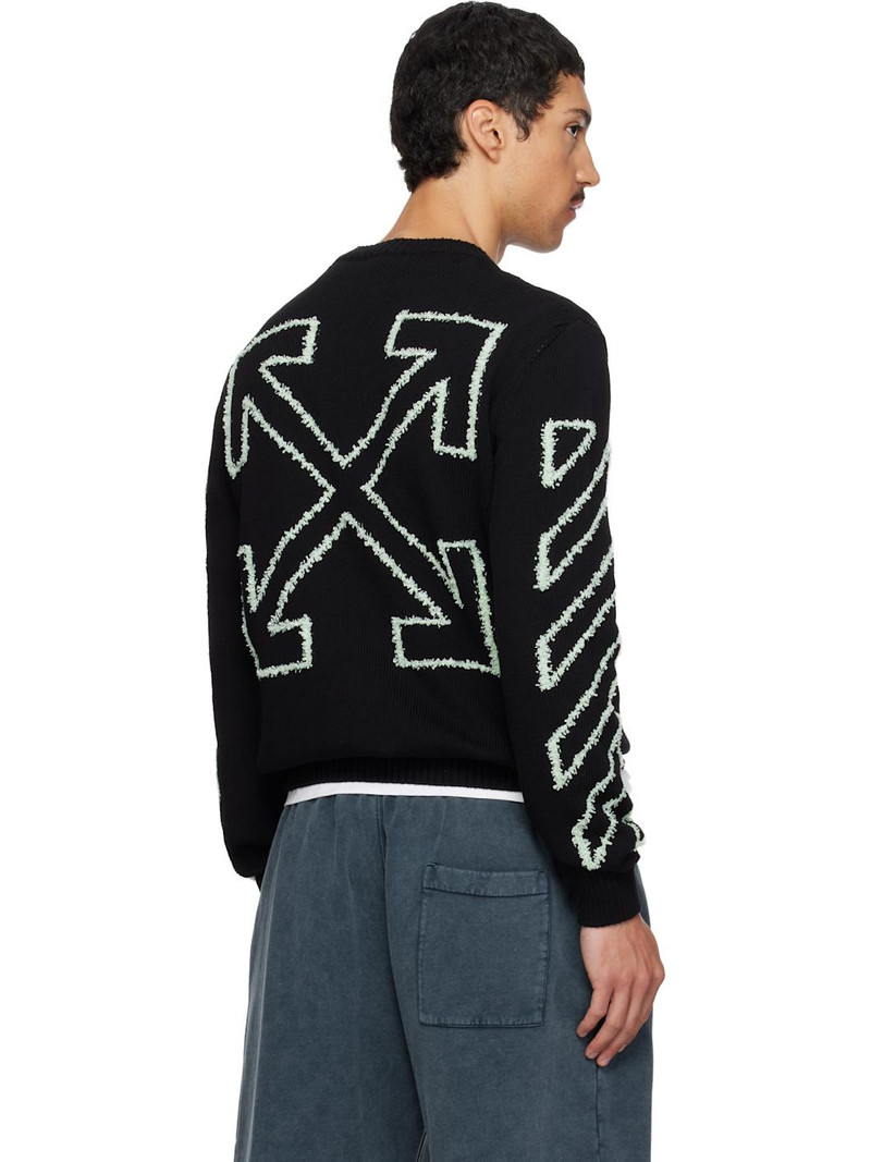 Black Diagonal Outline Knit Crewneck Sweater 3