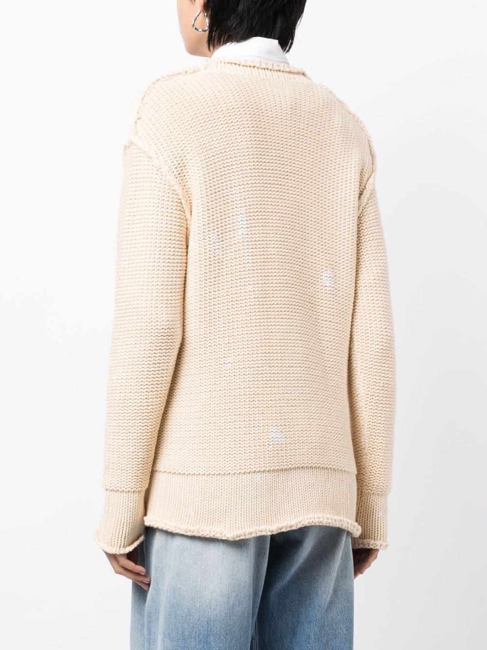 paint-splatter V-neck cardigan - 4