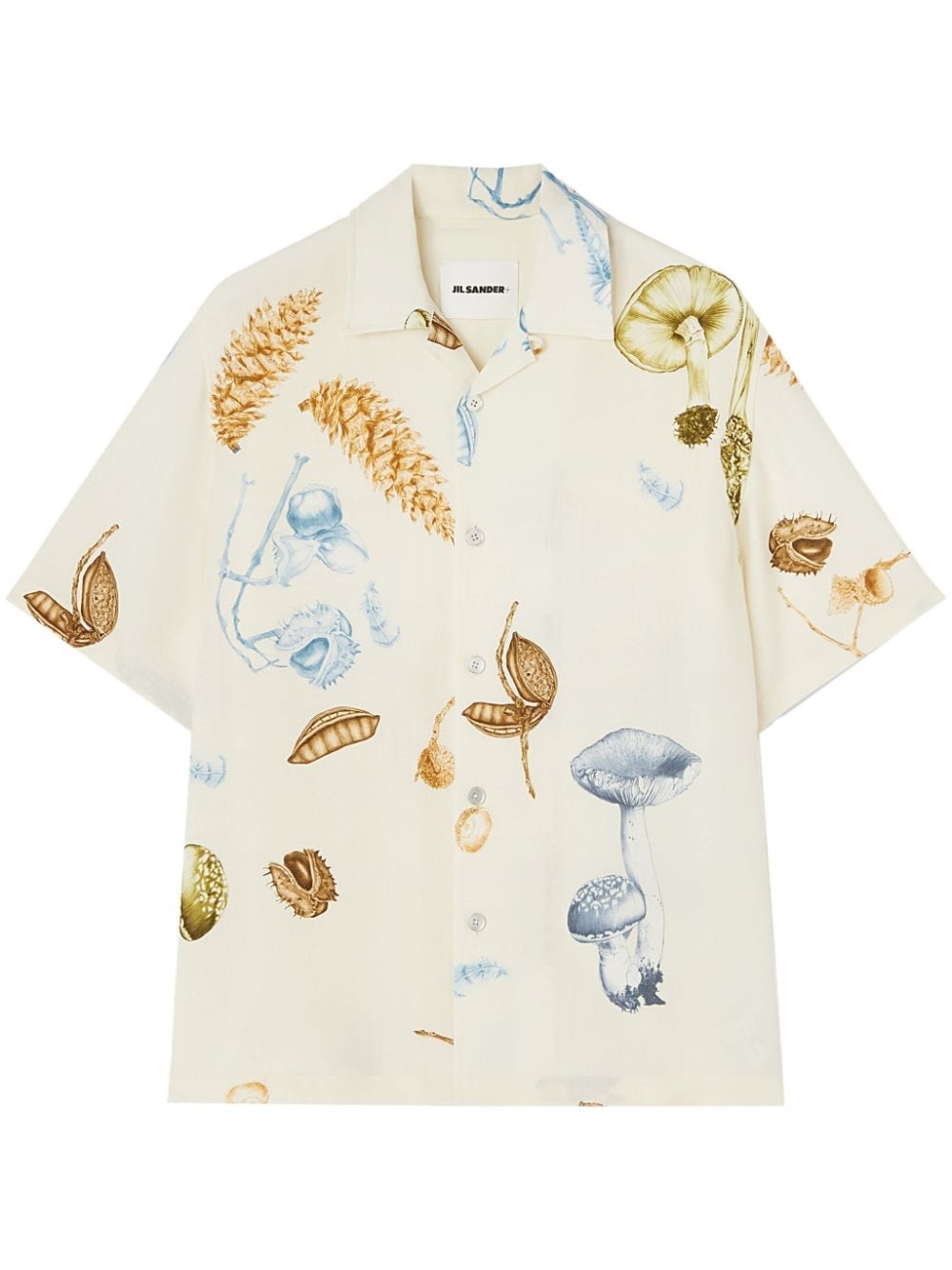 mushroom-print short-sleeved shirt - 1