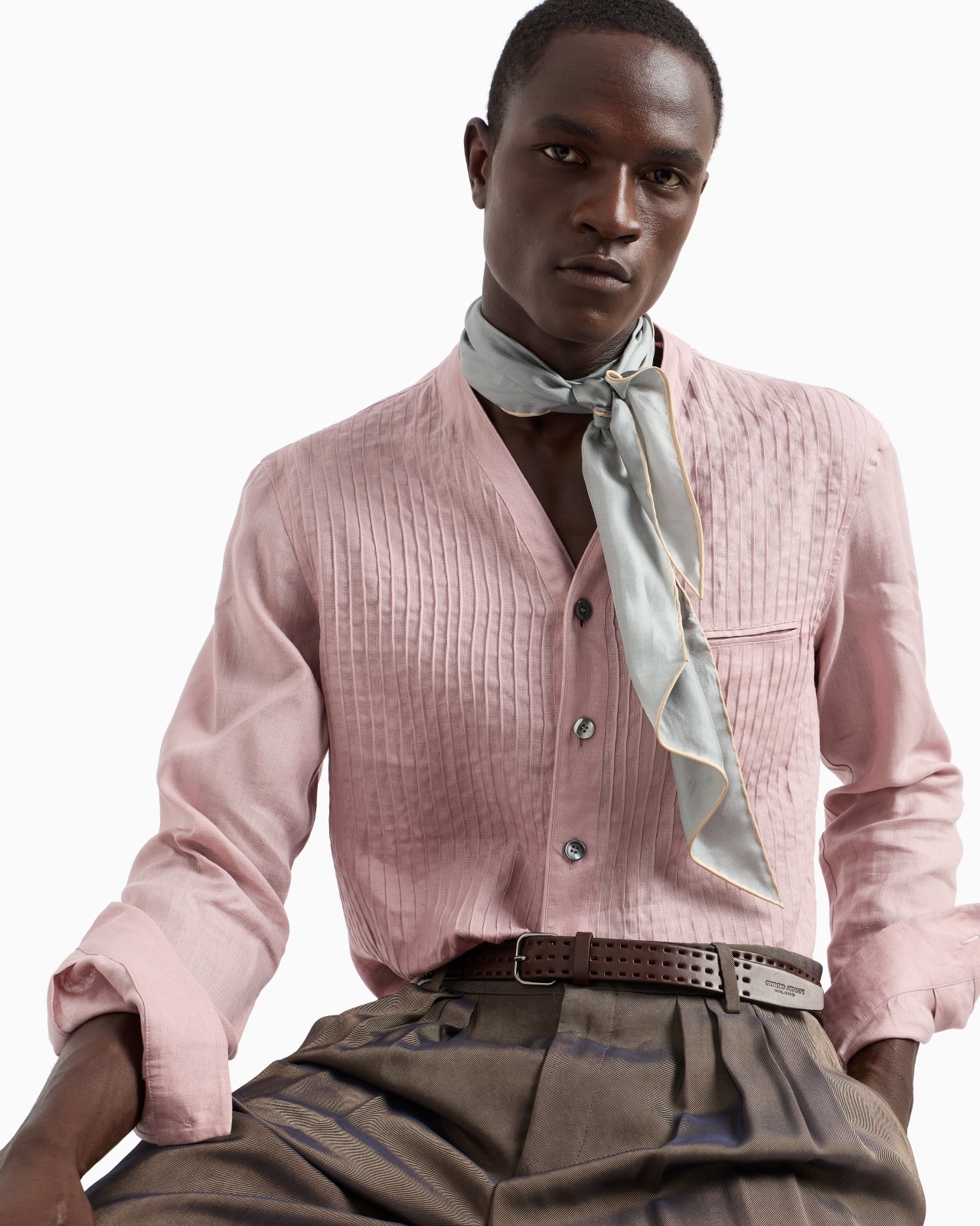 REGULAR-FIT LINEN SHIRT WITH FRONT RIBS - 6