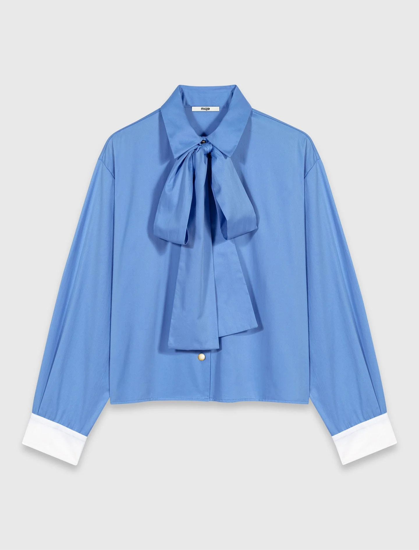 Cotton pussy bow shirt - 1