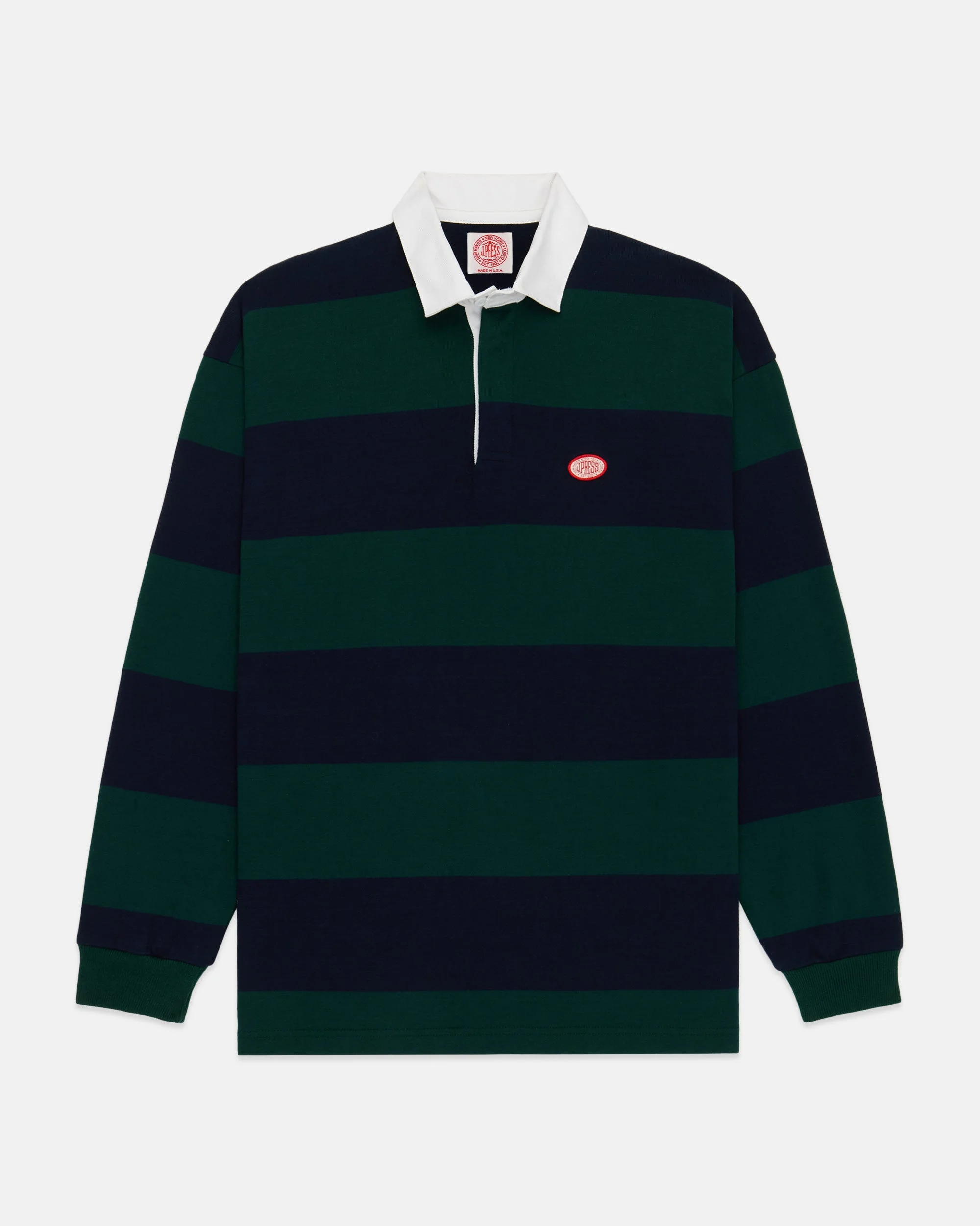 MADE-IN-USA GREEN GUARD STRIPE J. PRESS SEAL COTTON RUGBY - 1