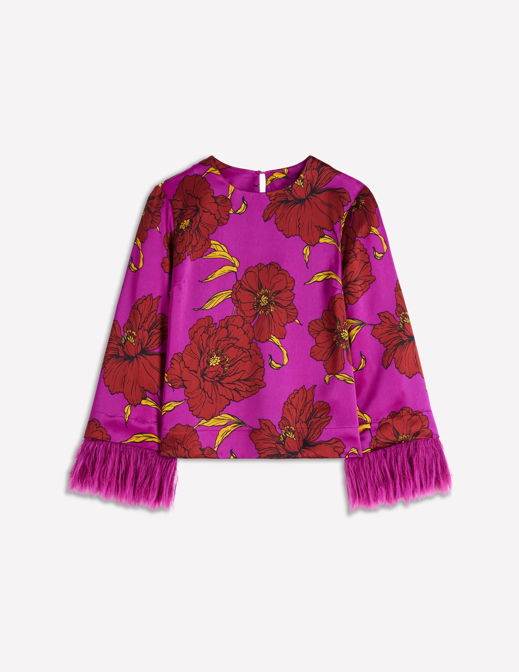 Feather Cuff Top-Regal Purple, Peony Bloom - 1