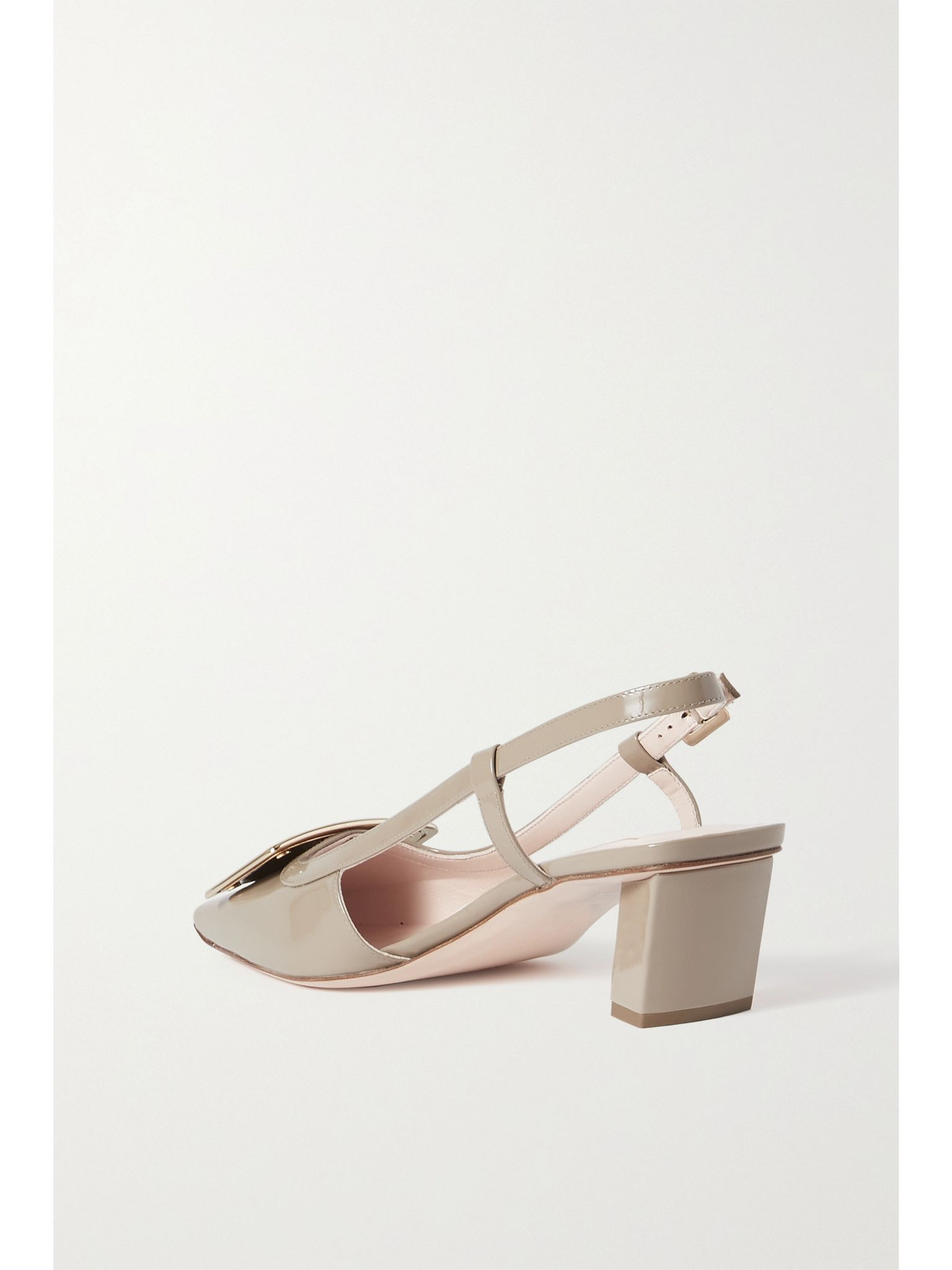 Belle Vivier 45 patent-leather slingback pumps Taupe - 3