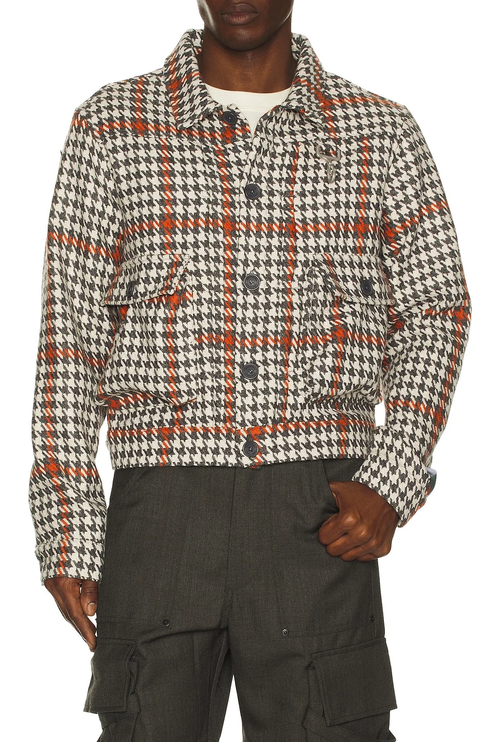 Wool Houndstooth Trucker Jacket - 1