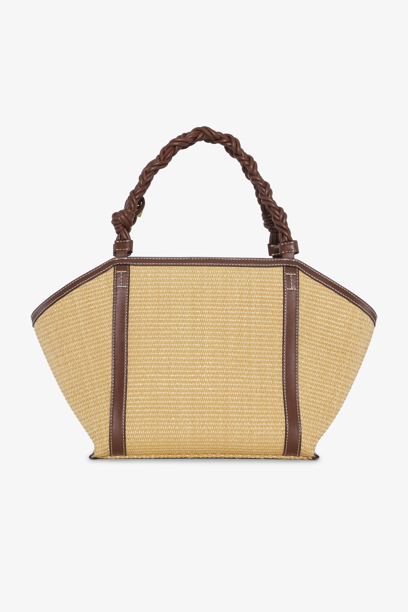 GANNI BROWN GANNI BOU MEDIUM TOTE RAFFIA BAG outlook