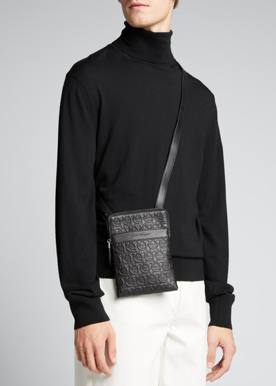 FERRAGAMO Men's Embossed Leather Crossbody Bag outlook