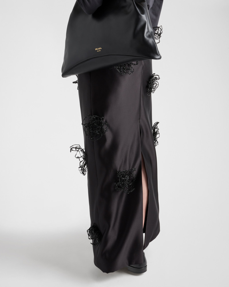 Long embroidered double satin skirt 3
