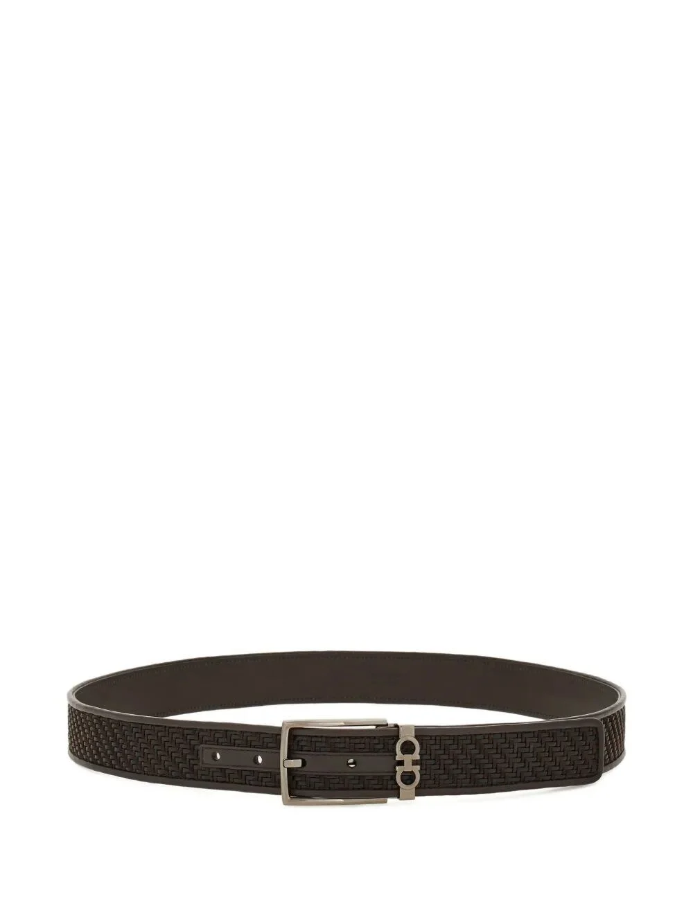 LEATHER WEAVE BELT WITH SQUARE BUCKLE - 1