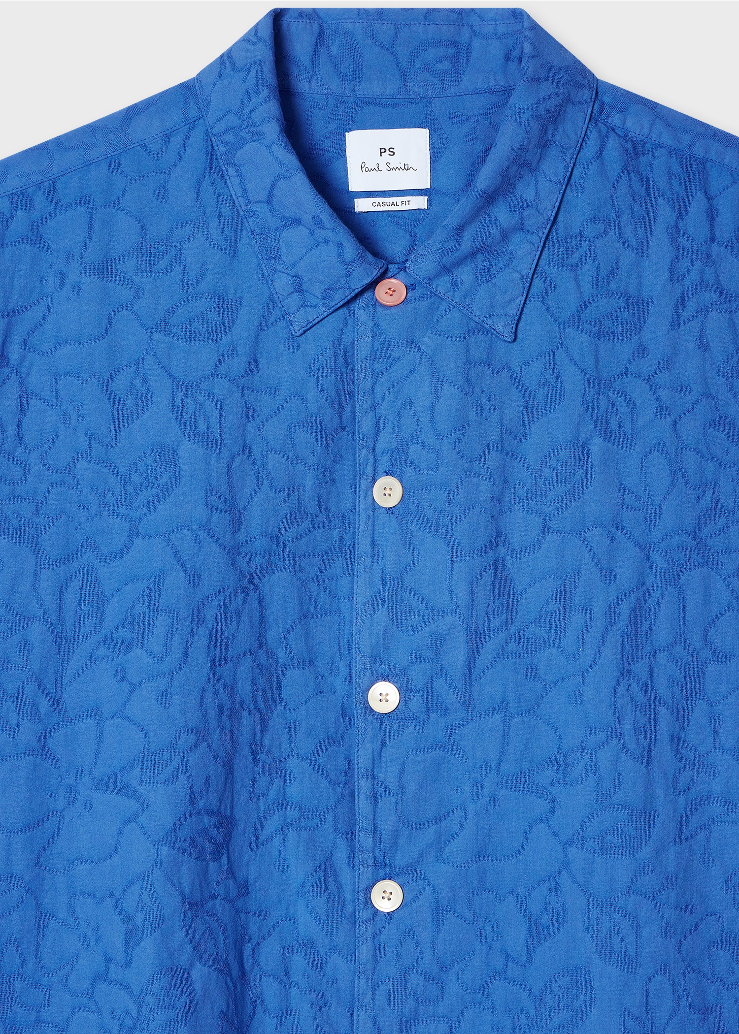 Mid Blue Cotton Textured-Jacquard Short-Sleeve Shirt - 3