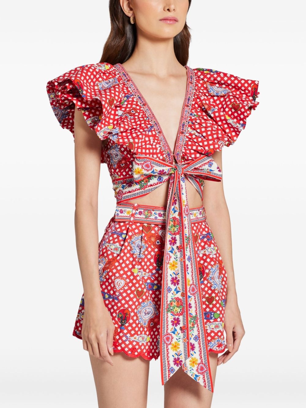 frill-detail wrap top - 3
