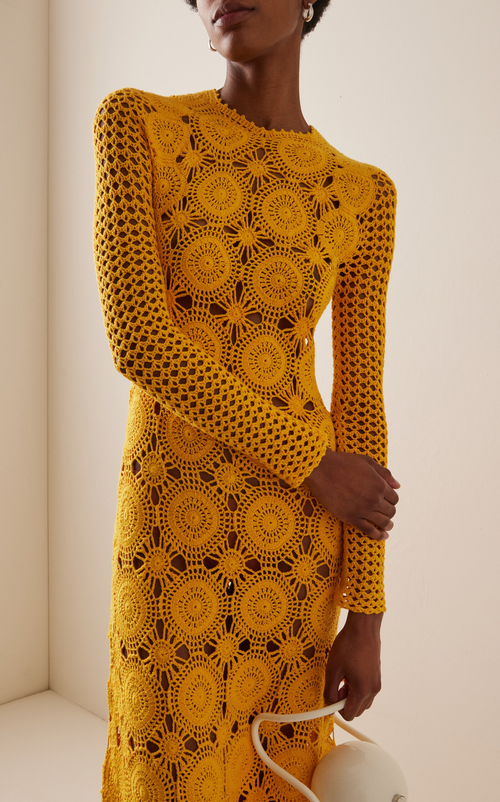 Siula Crocheted Cotton Maxi Dress yellow - 3