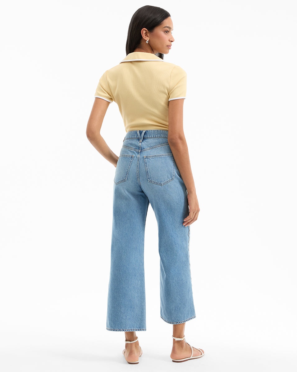 TAYLOR SCALLOPED CROPPED WIDE-LEG JEAN - 6