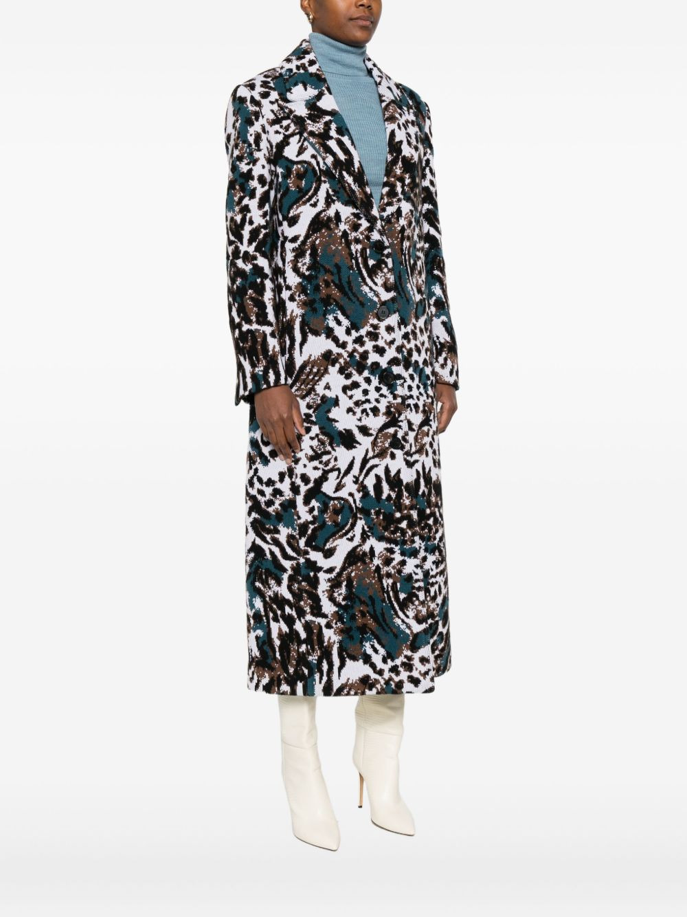 animalier-pattern button coat - 3