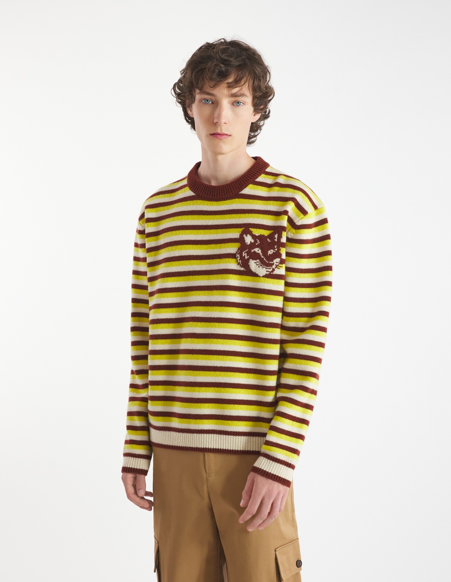 FOX HEAD INTARSIA STRIPED COMFORT JUMPER - 3
