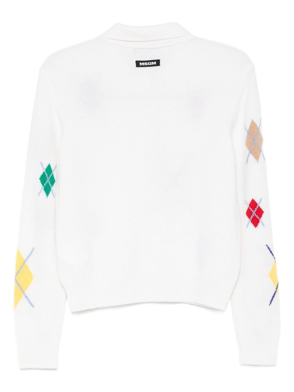 diamond-pattern polo-neck sweater - 2
