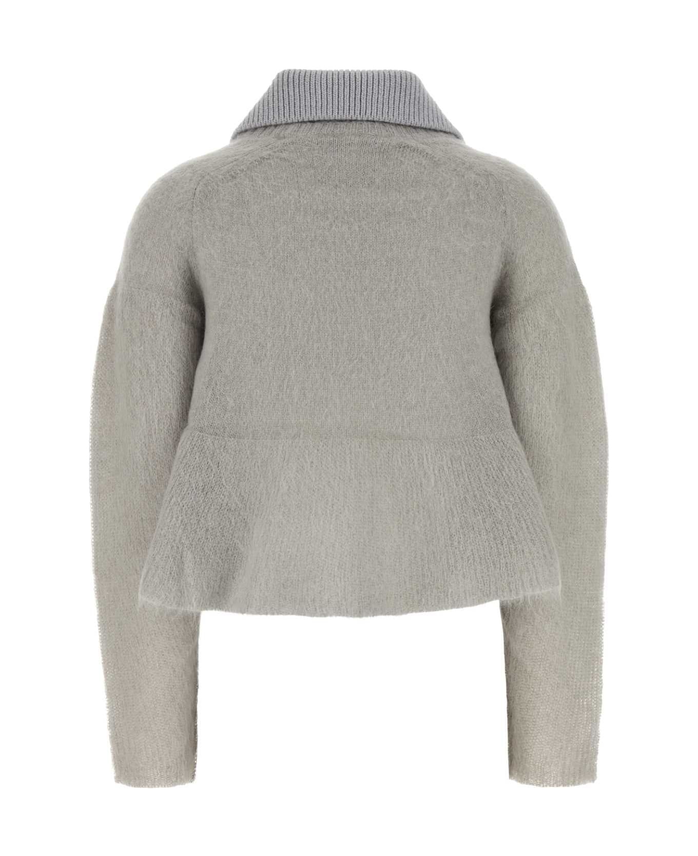 Grey Mohair Blend Polo Shirt - 2