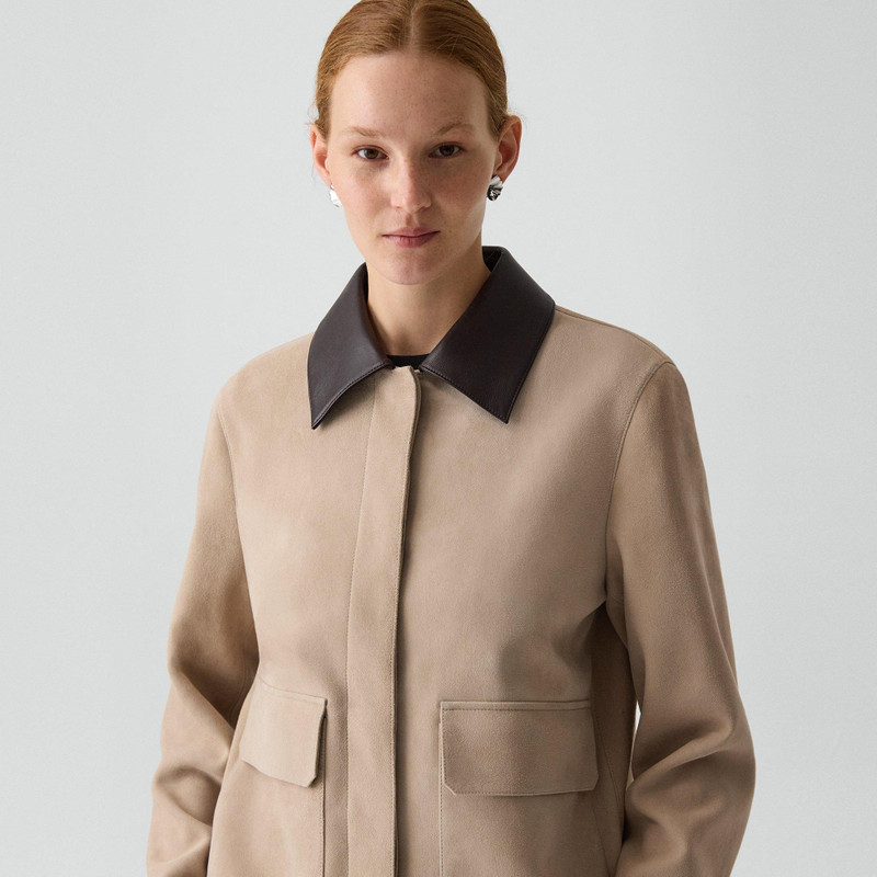 Boxy Patch Pocket Jacket in Suede 5