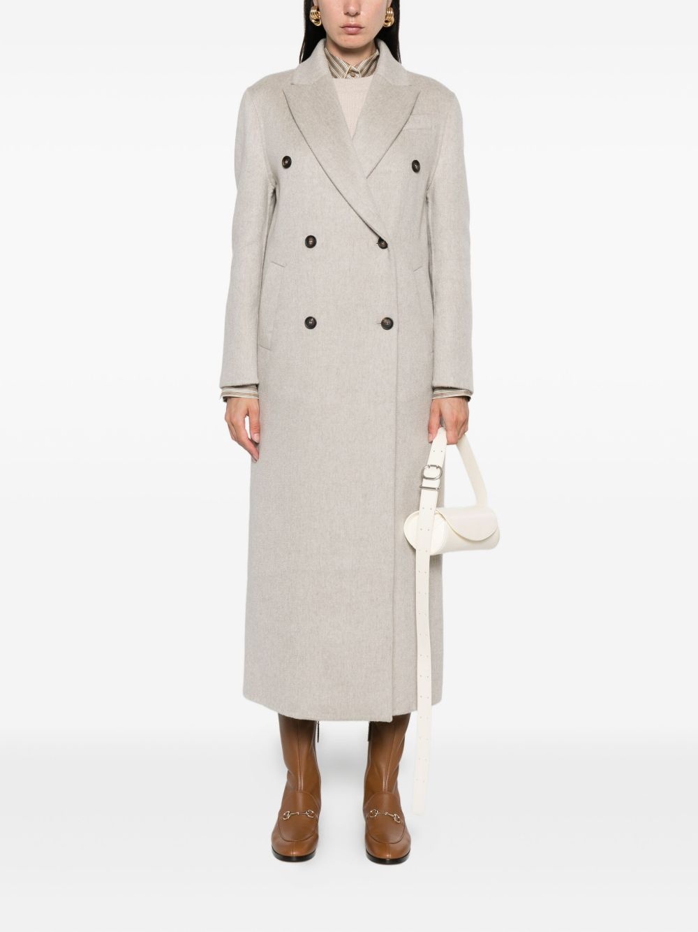 double-breasted cashmere coat - 2