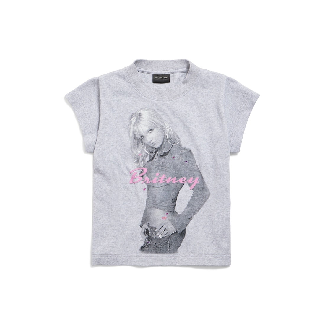 Balenciaga Music | Britney Spears Series Shrunk T-shirt in Light Grey/pink - 1