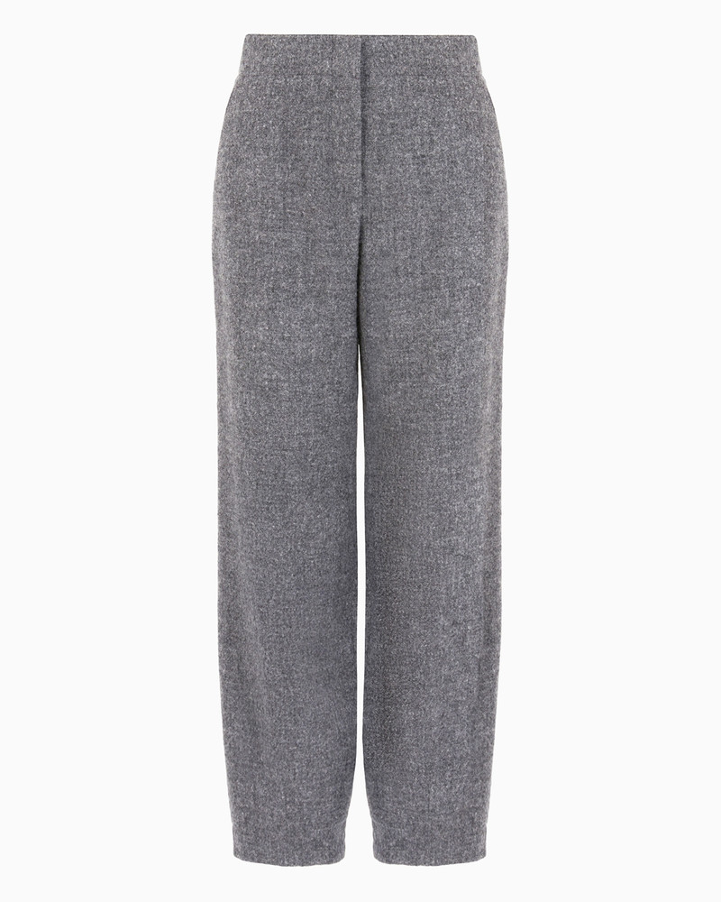 Mélange wool blend flannel trousers with EA embroidery 1