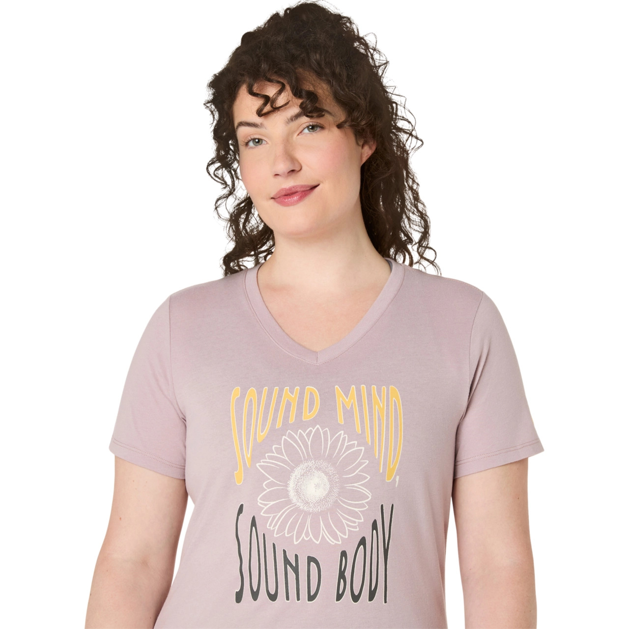 WOMEN'S SUNFLOWER SLOGAN V-NECK - 4