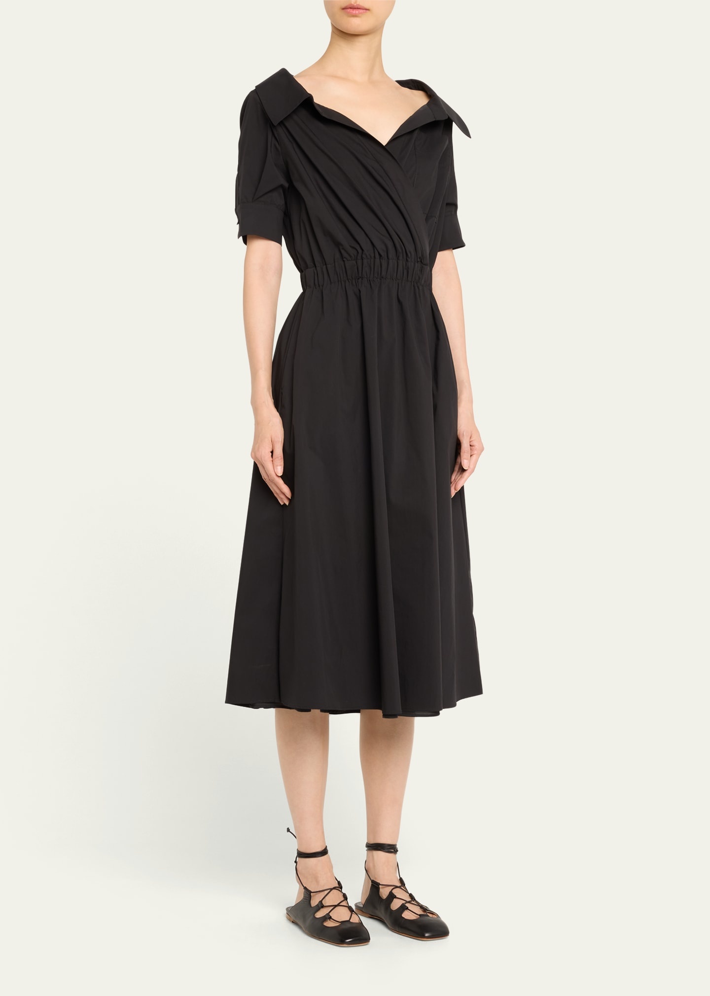 Lydia Short-Sleeve Midi Wrap Shirtdress - 4