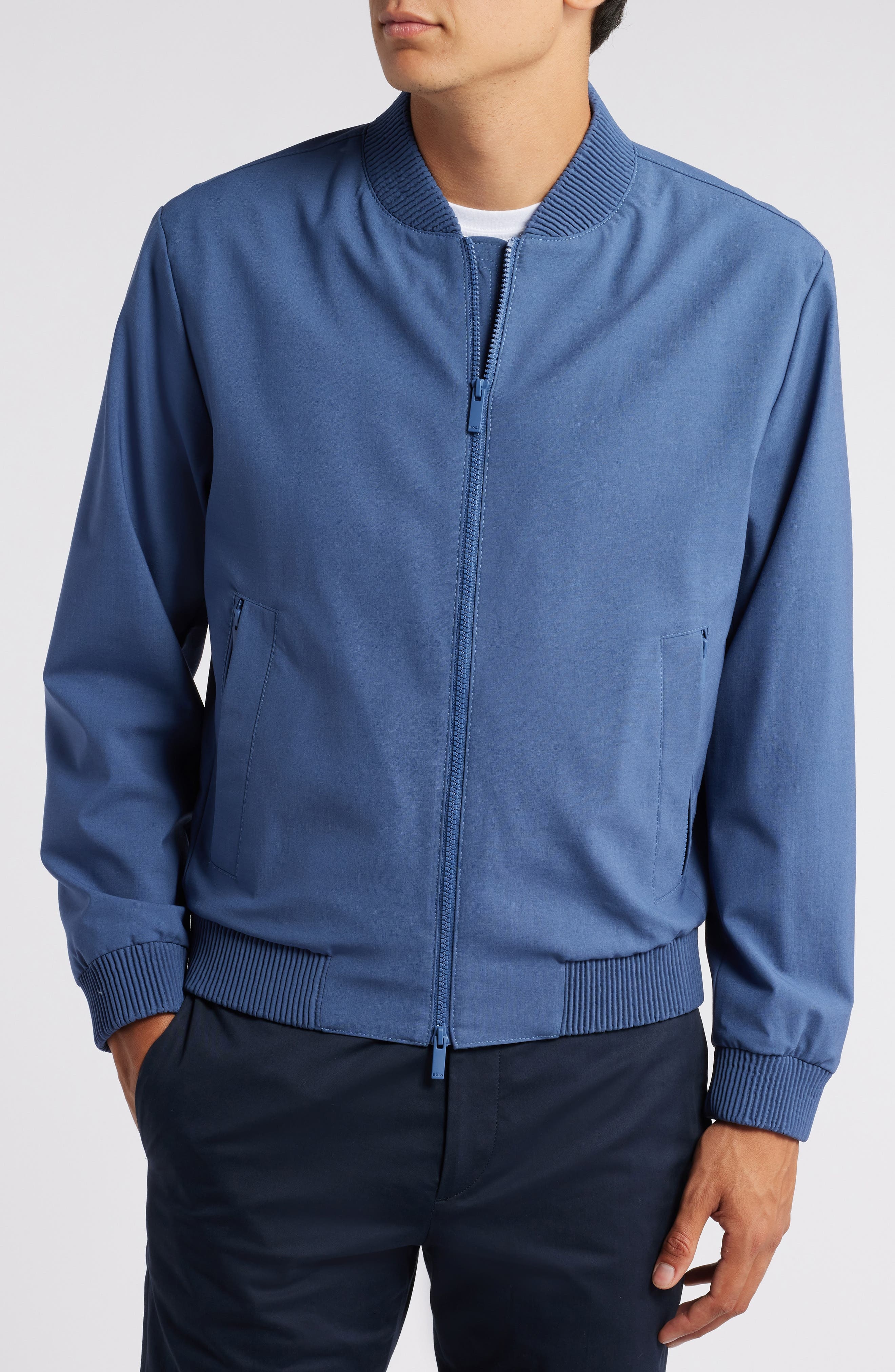 BOSS Hanry Stretch Virgin Wool Blend Jacket in Navy at Nordstrom - 4