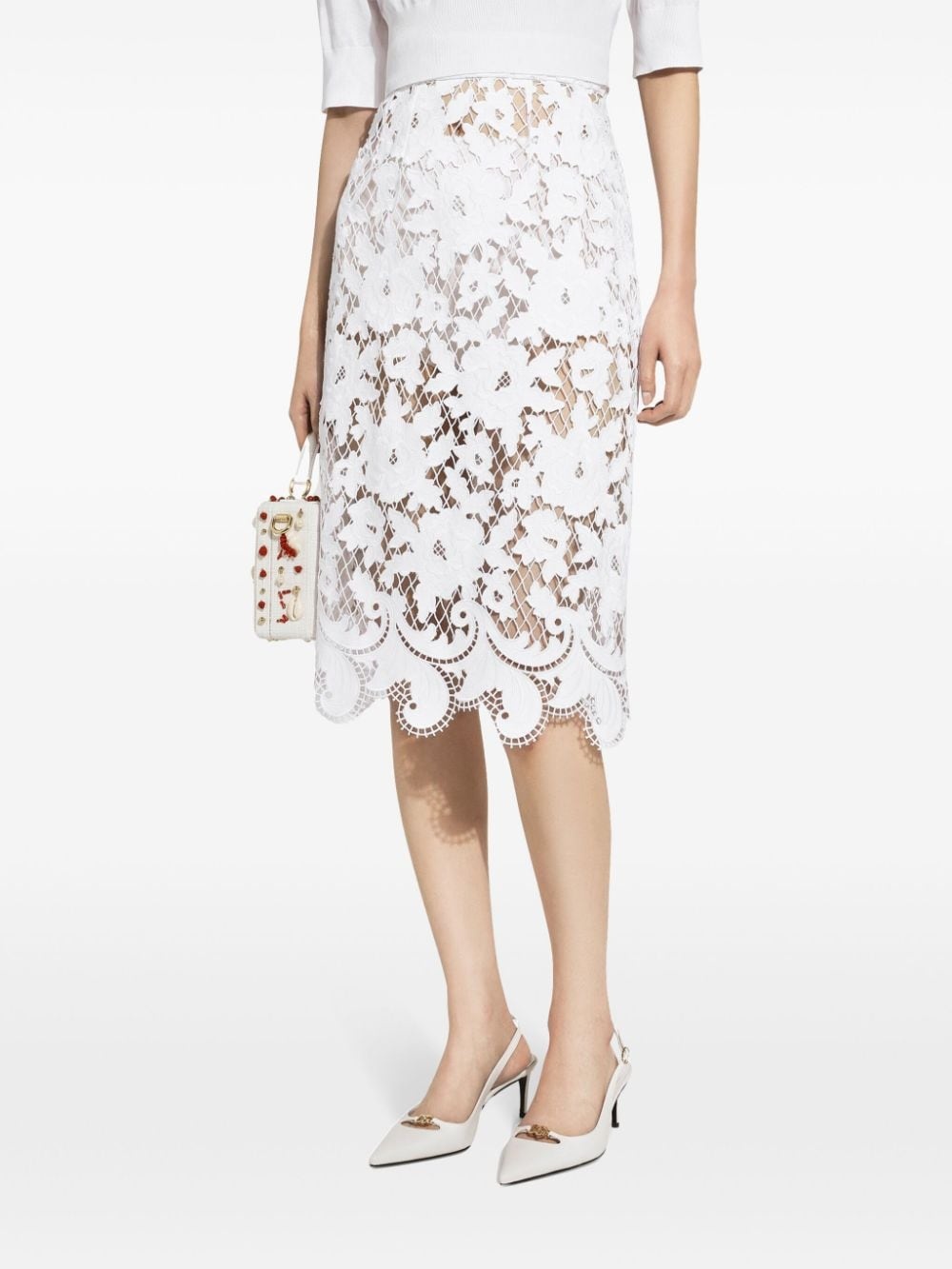 floral-embroidery open-work skirt - 5