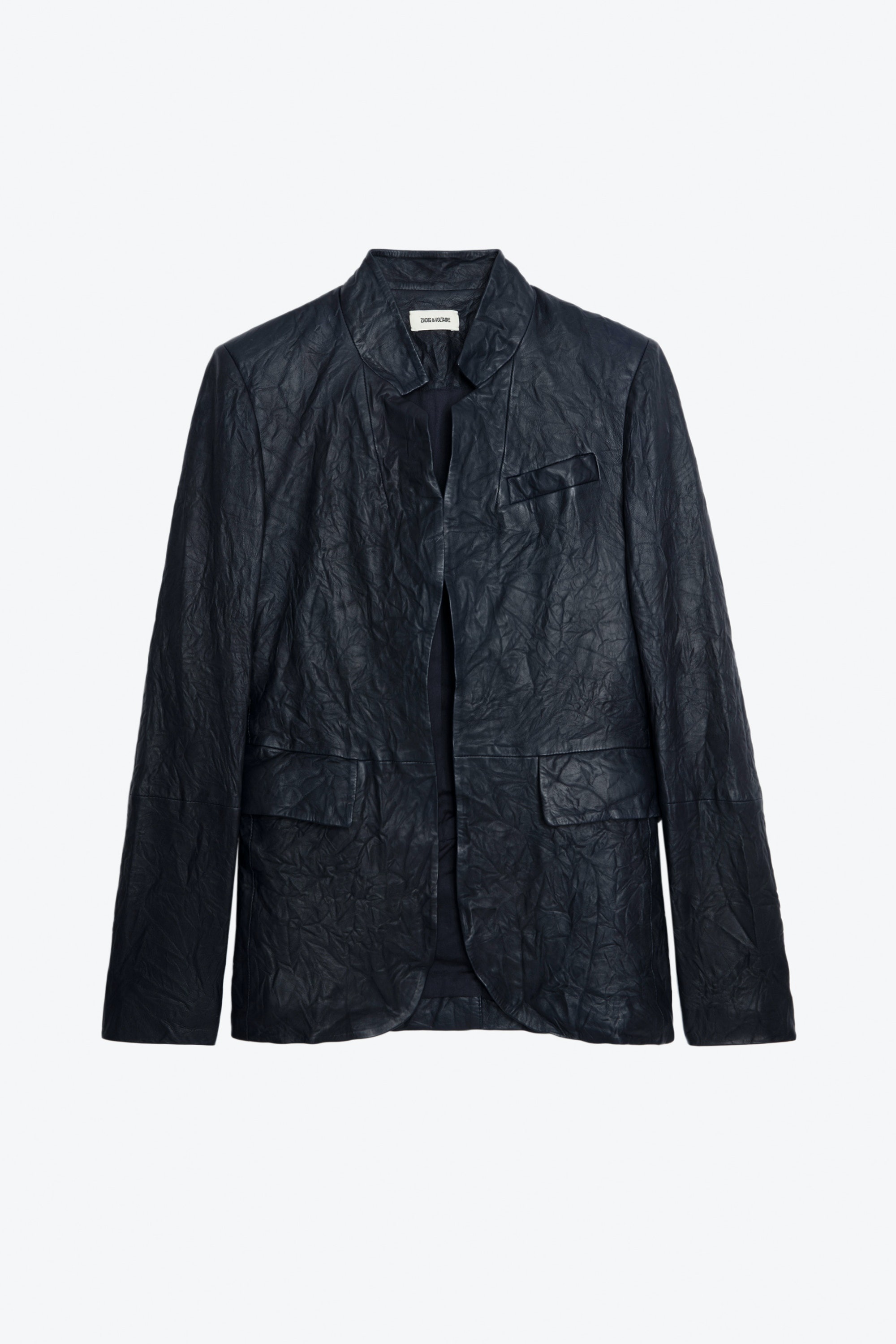 Very Crinkled Leather Blazer - 1