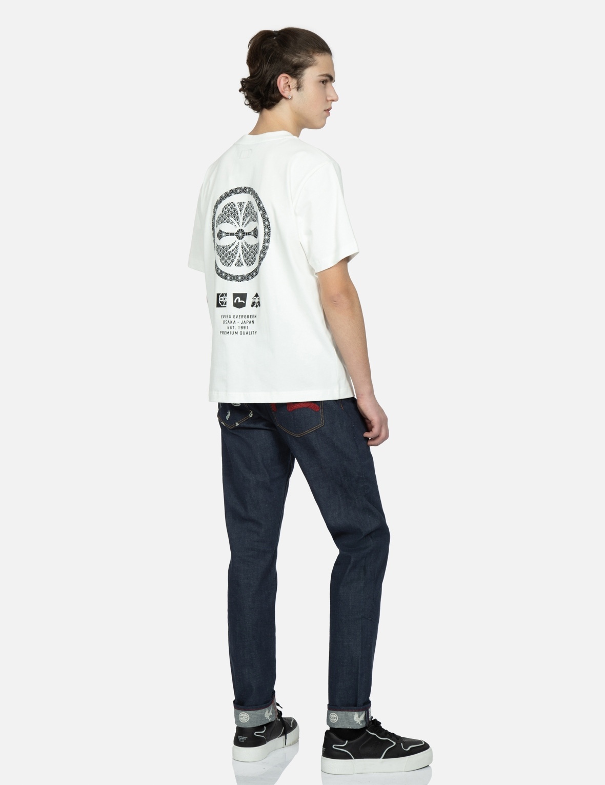 EAGLE AND KAMON-PATTERN POCKET CARROT-FIT JEANS #2017 - 3