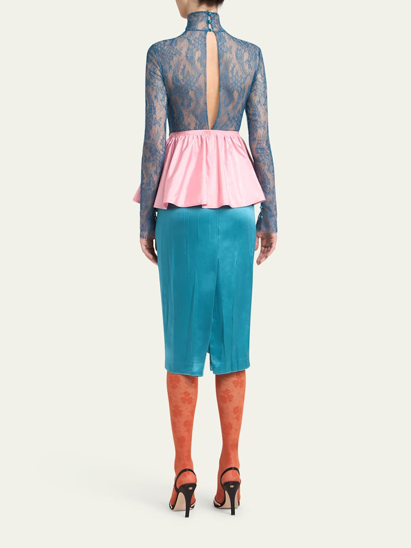 Valentino Lace Colorblock Peplum Dress outlook