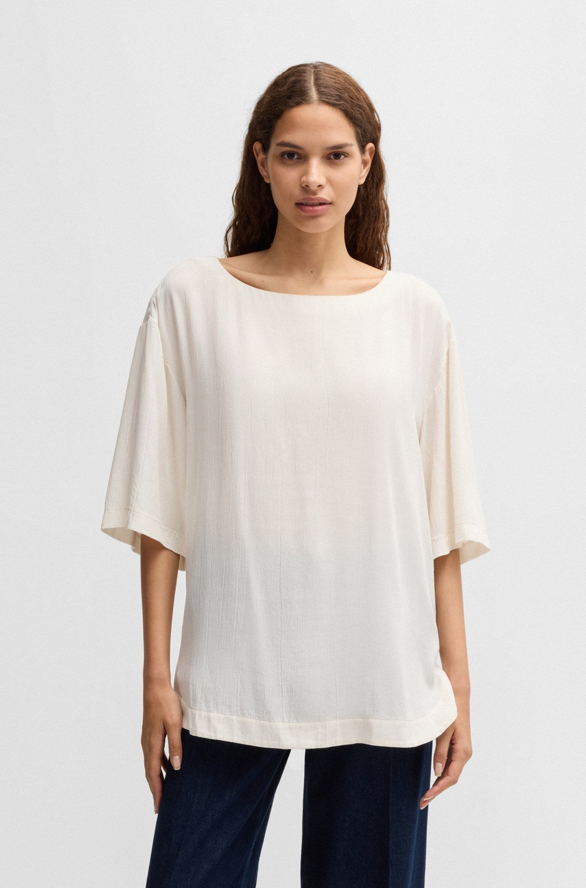 RELAXED-FIT BLOUSE WITH CONTRAST STITCHING - 2