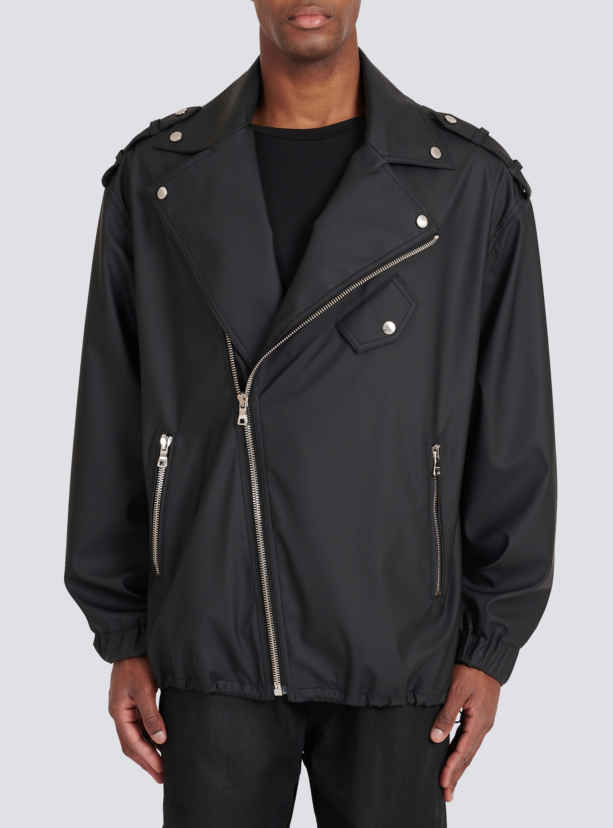 Quilted faux leather biker jacket - 6
