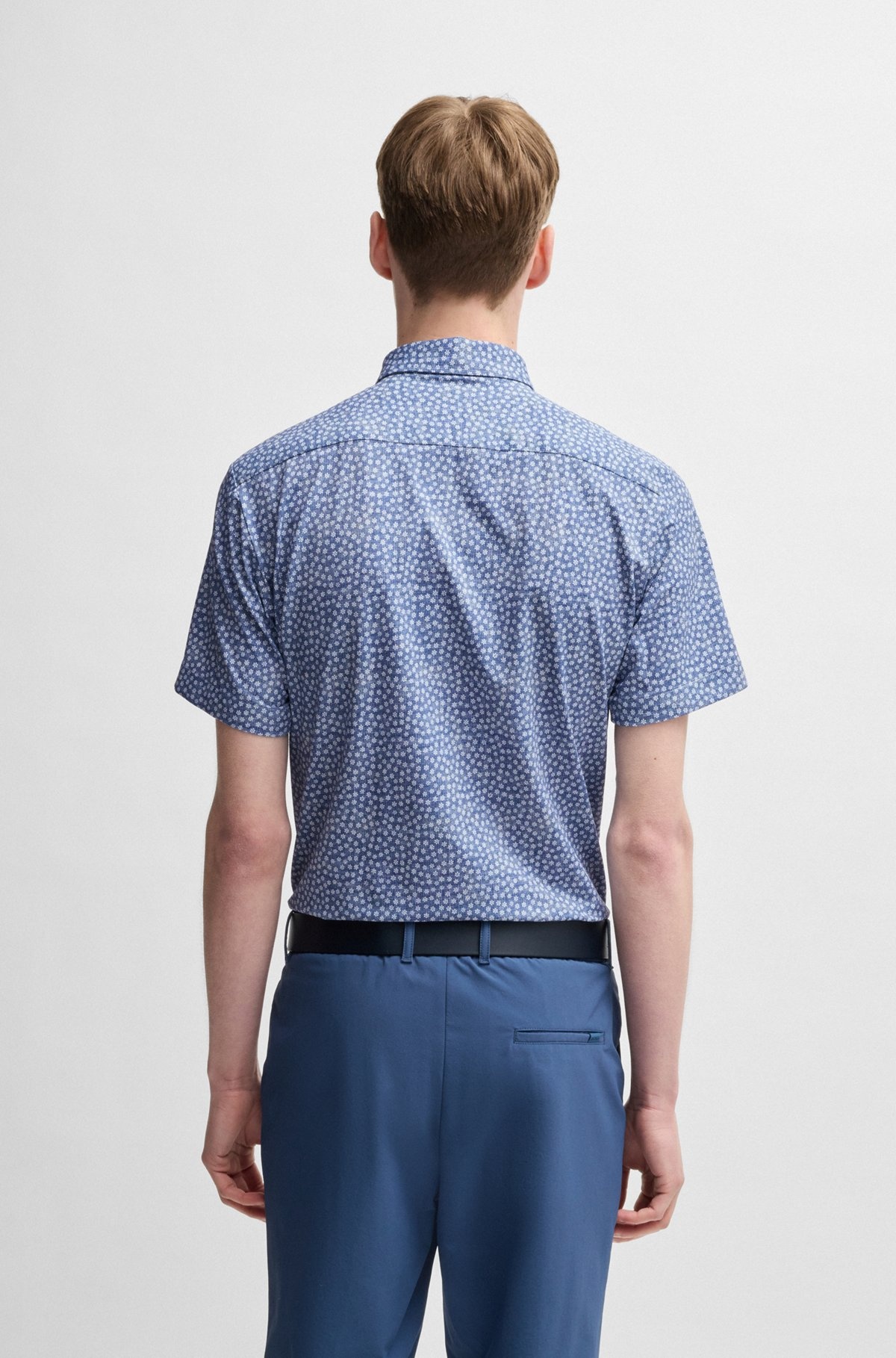 SLIM-FIT SHIRT IN FLORAL-PRINT PERFORMANCE FABRIC - 5