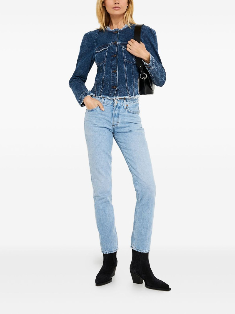 RETROFÊTE raw-cut cropped denim jacket outlook