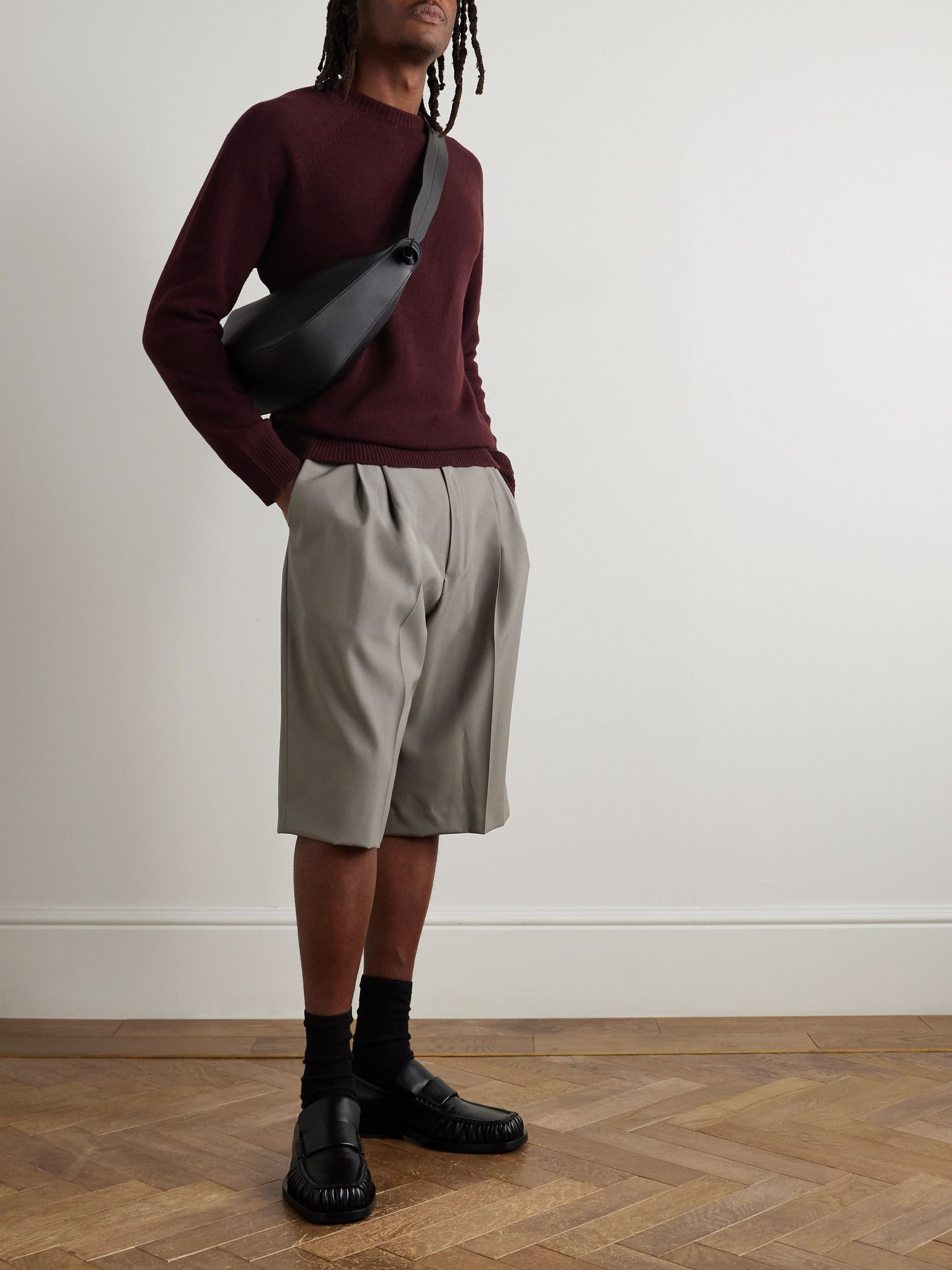 Merino Wool and Cashmere-Blend Sweater Burgundy - 2