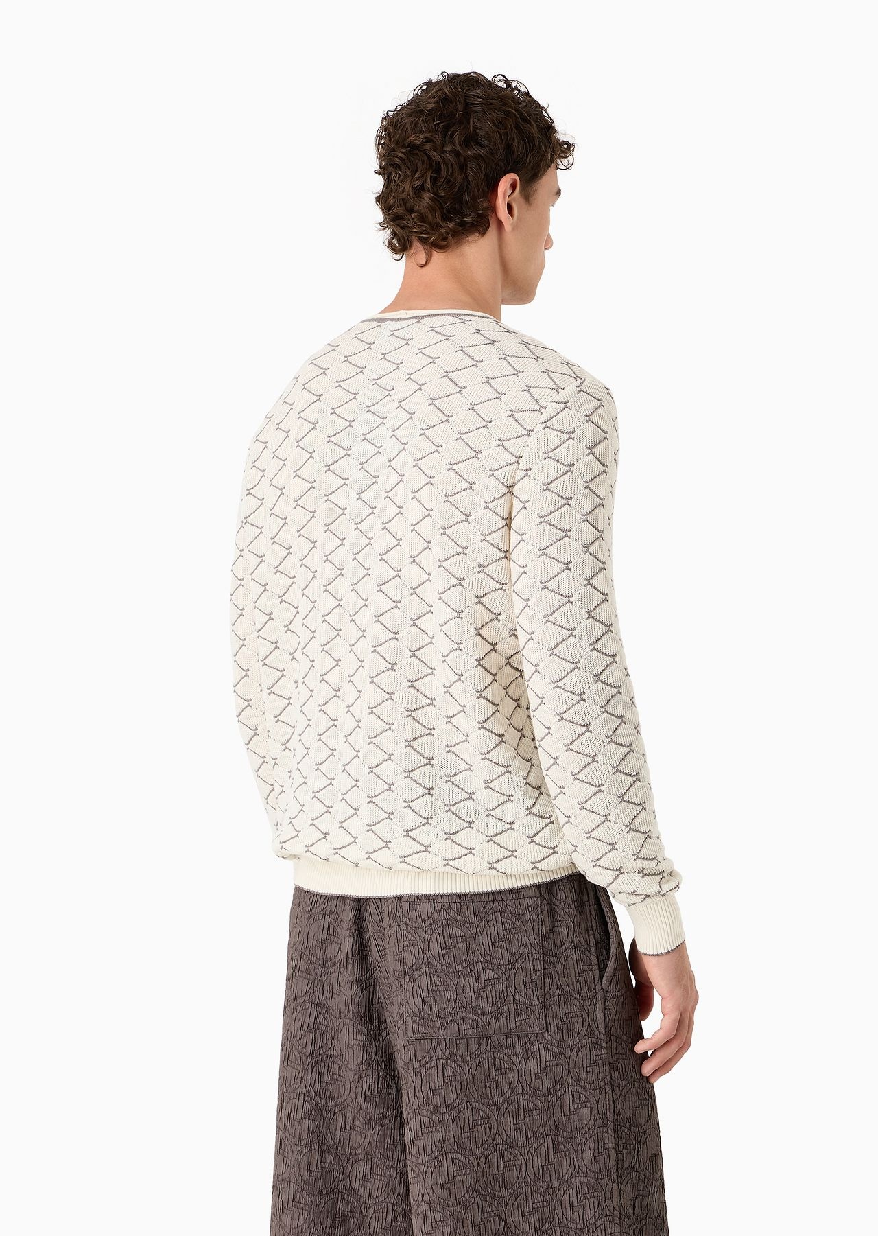 Crew-neck jacquard cotton and cashmere jumper - 3