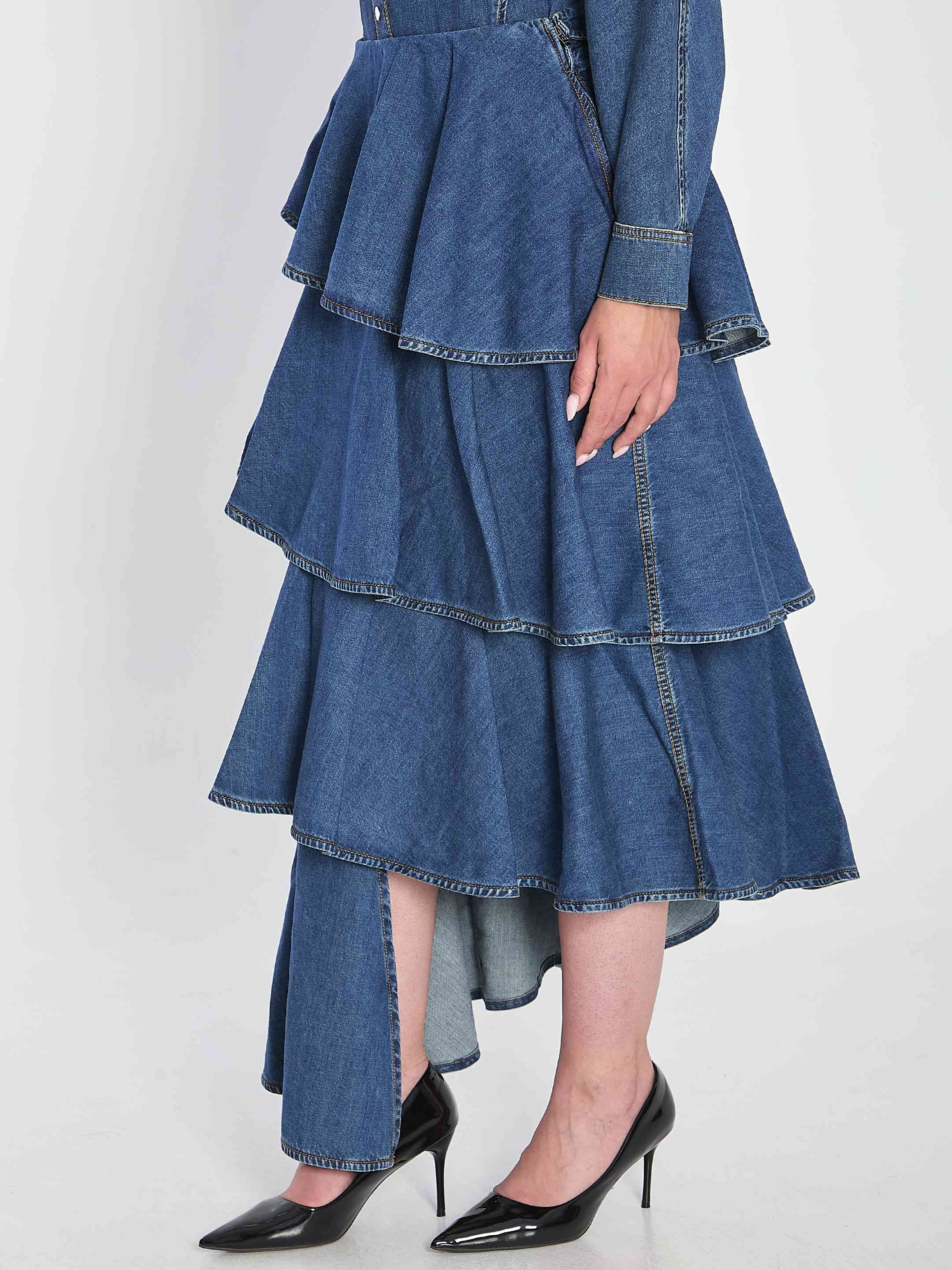 Alaia Women Spiral Skirt In Denim - 2