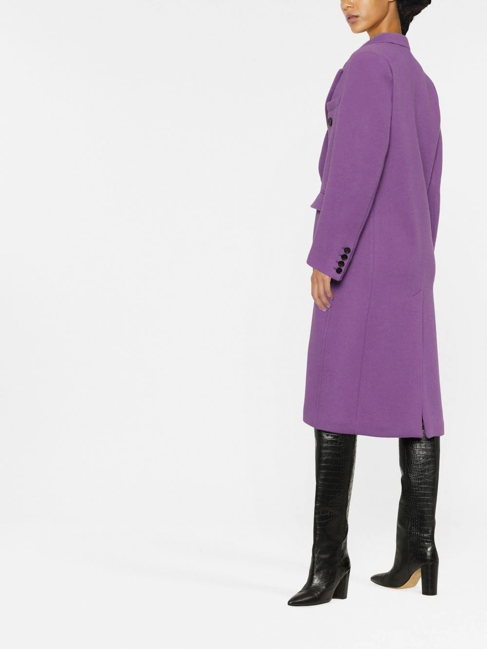 peak-lapels double-breasted coat - 3
