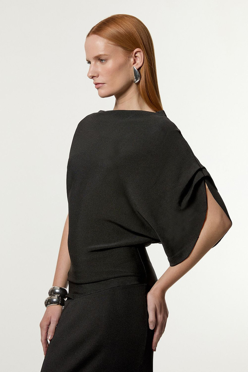 KAREN MILLEN Slinky Viscose Knit Dropped Waist Asymmetric Maxi Dress outlook