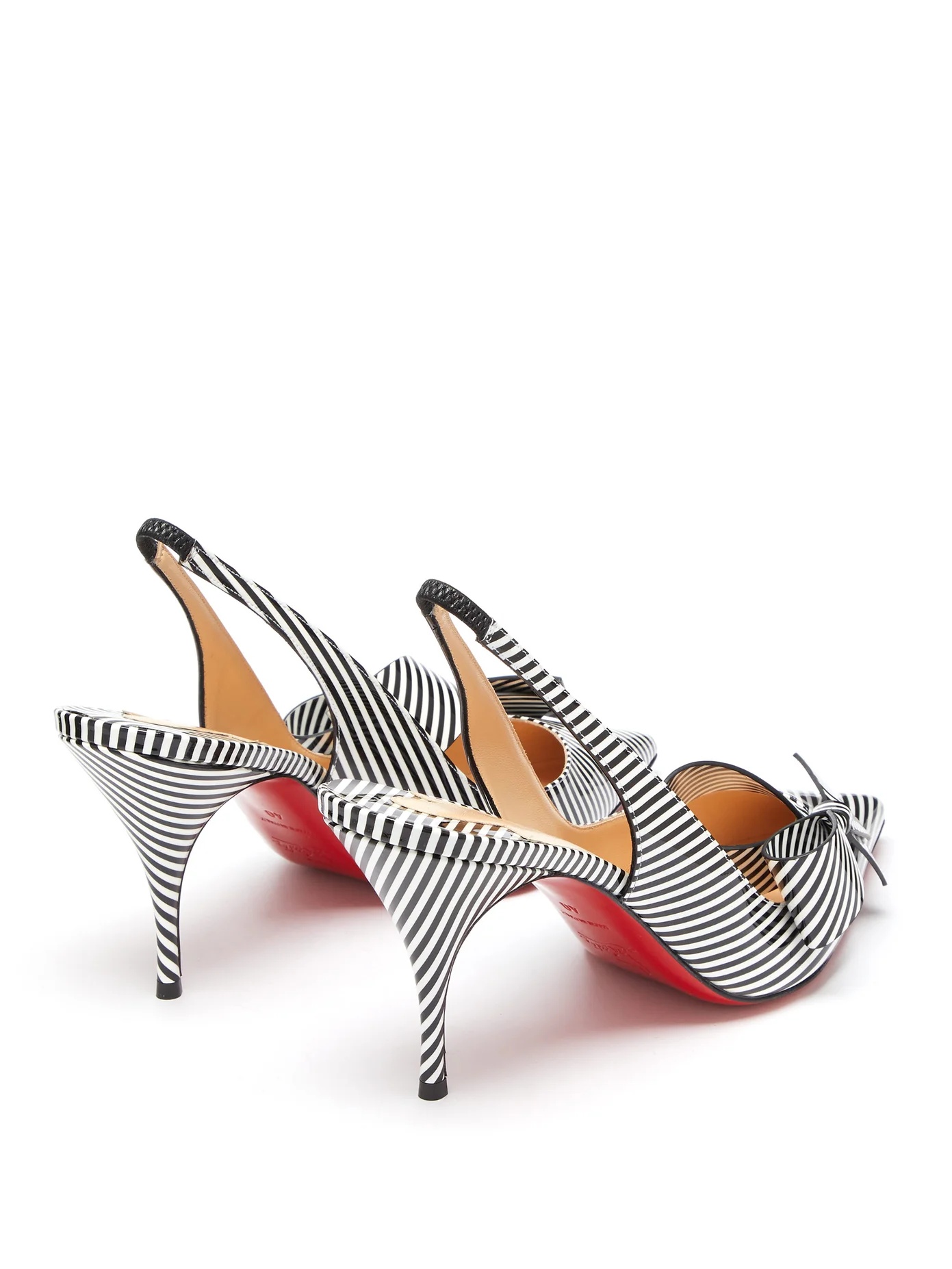 Clare Nodo 80 striped leather slingback pumps - 4